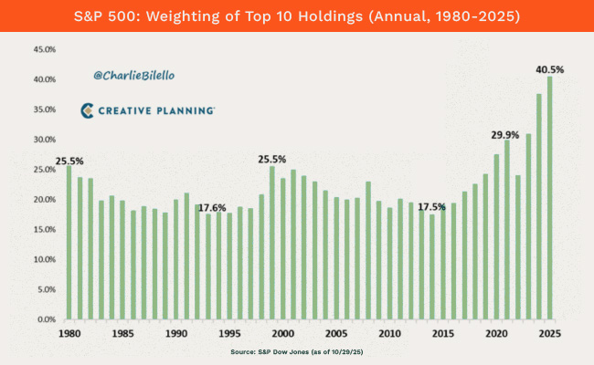 S&P 500 Top 10 holdings weighting