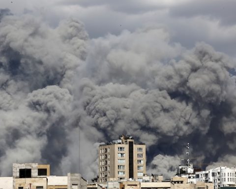 Smoke rises in Tehran after a series of explosions on March 1. Picture: Fatemeh Bahrami/Anadolu via Getty Images.