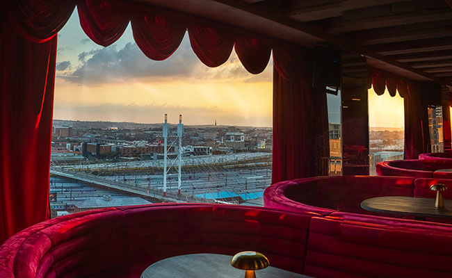 From Hugh’s, the Nelson Mandela Bridge and Joburg inner city. Picture: Ryan Enslin.