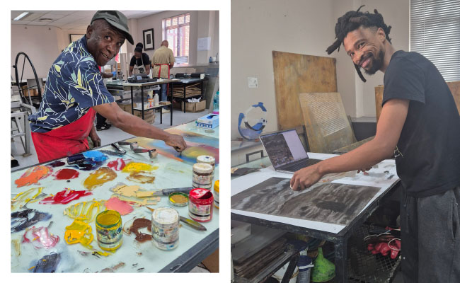 Vincent Baloyi and Themba Khumalo at Artist Proofs Studio