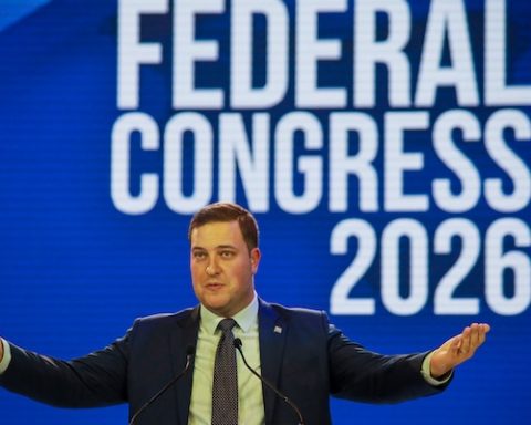 Geordin Hill-Lewis elected as the new leader of the Democratic Alliance during The Congress at the Gallagher Convention Centre on 12 April, 2026. Photo by Gallo Images/Fani Mahuntsi)