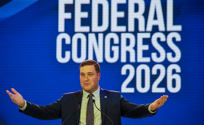 Geordin Hill-Lewis elected as the new leader of the Democratic Alliance during The Congress at the Gallagher Convention Centre on 12 April, 2026. Photo by Gallo Images/Fani Mahuntsi)