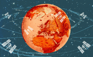 Earth and satellites.