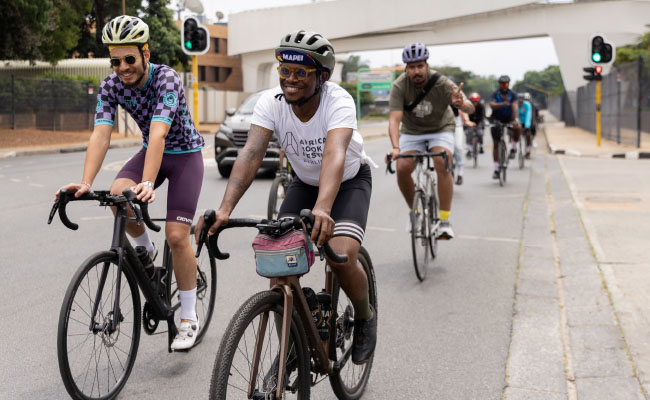 Cyclists take part in a special "Critical Mass" ride to pay tribute to cyclists killed on our roads in Johannesburg. February 21, 2026. OUR CITY NEWS/James Oatway.