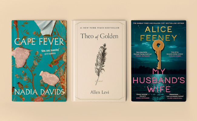 Books: covers of Cape Fever, Theo of Golden and My Husband's Wife