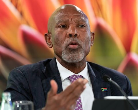 South Africa's Reserve Bank Governor Lesetja Kganyago speaks during the G20 news conference at World Bank/IMF Annual Meetings at the International Monetary Fund (IMF) headquarters in Washington, Thursday, Oct. 16, 2025. (AP Photo/Jose Luis Magana)