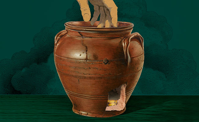 Dipping into pot