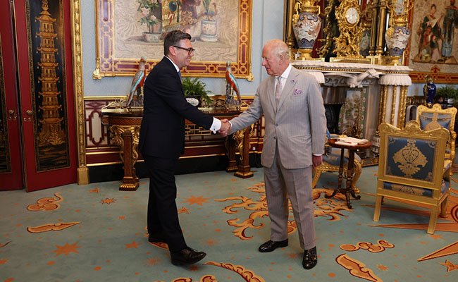 Prime Minister Andy Burnham meets King Charles III in Buckingham Palace and is invited to form a new government on July 20. Picture: Simon Dawson/No. 10 Downing Street; Creative Commons.