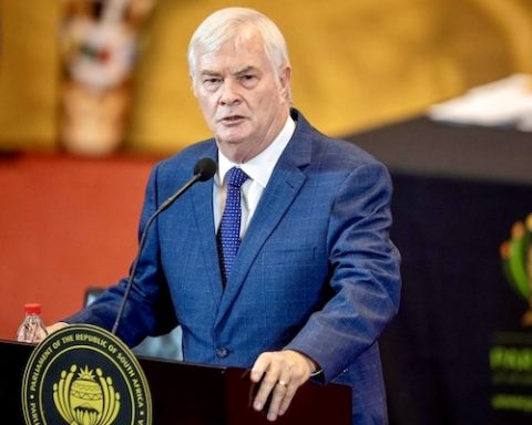Pieter Groenewald, Freedom Front leader and minister of correctional services minister, speaks during the budget on February 20 2025. (Freedom Front Plus website)