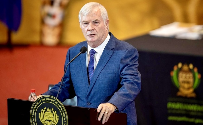 Pieter Groenewald, Freedom Front leader and minister of correctional services minister, speaks during the budget on February 20 2025. (Freedom Front Plus website)